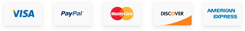 Accepted payment methods: Visa, PayPal, Mastercard, Discover, Amex
